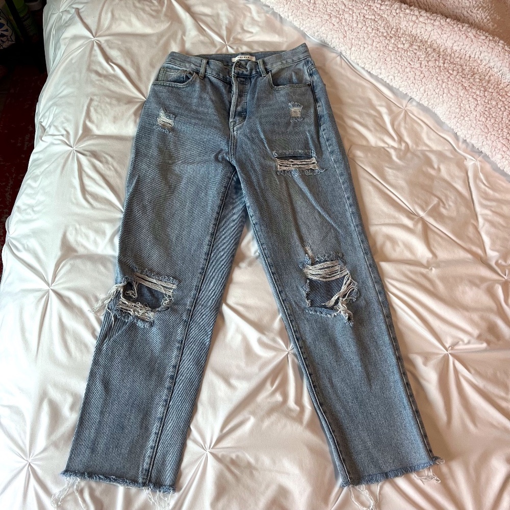 PACSUN high rise straight distressed jeans